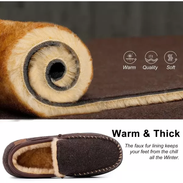 imageLongBay Mens Moccasin Slippers Warm Cozy House Shoes Indoor OutdoorCoffee