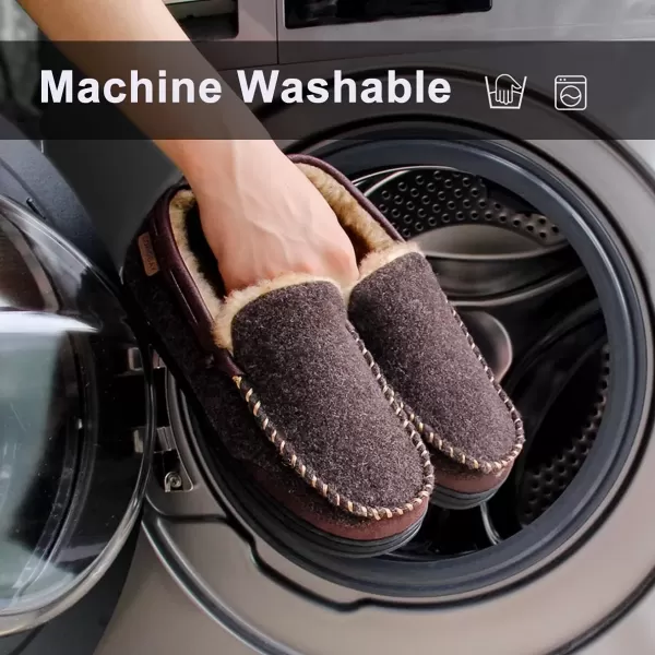 imageLongBay Mens Moccasin Slippers Warm Cozy House Shoes Indoor OutdoorCoffee