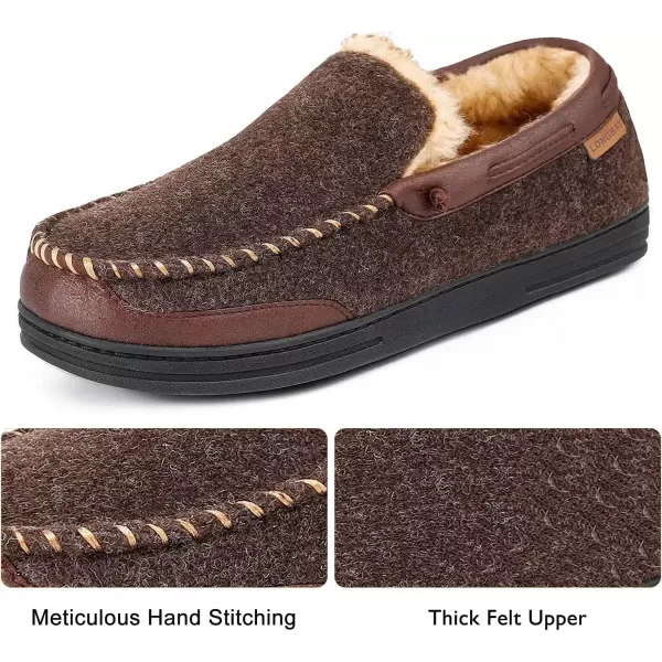 imageLongBay Mens Moccasin Slippers Warm Cozy House Shoes Indoor OutdoorCoffee