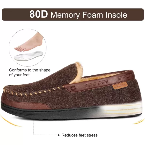 imageLongBay Mens Moccasin Slippers Warm Cozy House Shoes Indoor OutdoorCoffee