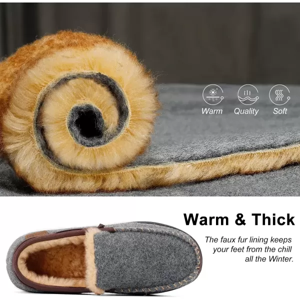 imageLongBay Mens Moccasin Slippers Warm Cozy House Shoes Indoor OutdoorGrey