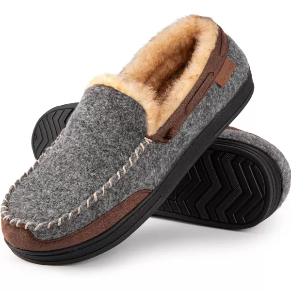imageLongBay Mens Moccasin Slippers Warm Cozy House Shoes Indoor OutdoorGrey