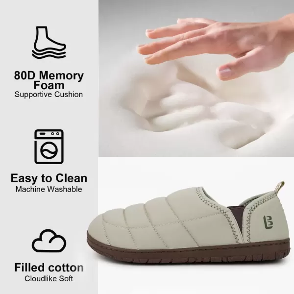 imageLongBay Mens Outdoor Slippers Two Tone Memory Foam Slip On Indoor House Shoes LoafersBeige