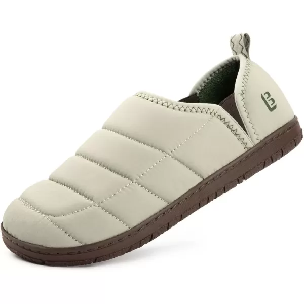 imageLongBay Mens Outdoor Slippers Two Tone Memory Foam Slip On Indoor House Shoes LoafersBeige