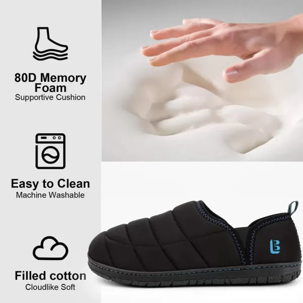imageLongBay Mens Outdoor Slippers Two Tone Memory Foam Slip On Indoor House Shoes LoafersBlack