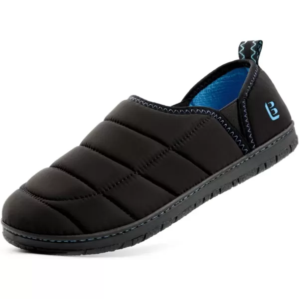 imageLongBay Mens Outdoor Slippers Two Tone Memory Foam Slip On Indoor House Shoes LoafersBlack