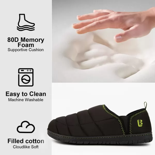 imageLongBay Mens Outdoor Slippers Two Tone Memory Foam Slip On Indoor House Shoes LoafersBlackGreen