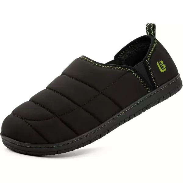 imageLongBay Mens Outdoor Slippers Two Tone Memory Foam Slip On Indoor House Shoes LoafersBlackGreen