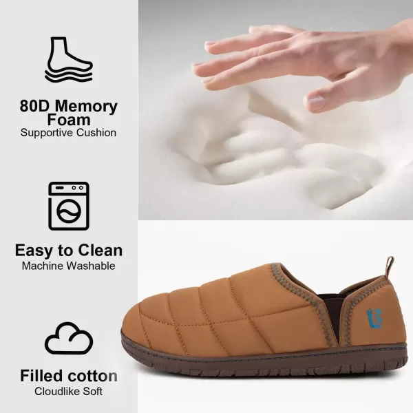 imageLongBay Mens Outdoor Slippers Two Tone Memory Foam Slip On Indoor House Shoes LoafersChestnut