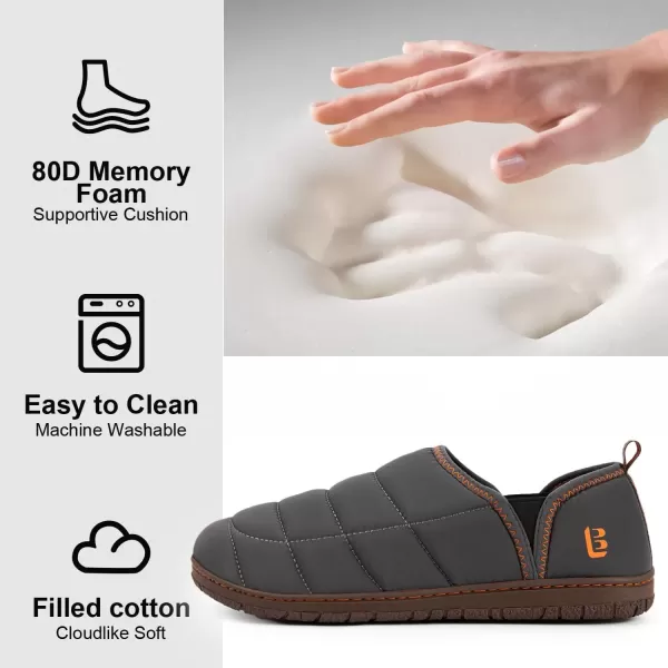 imageLongBay Mens Outdoor Slippers Two Tone Memory Foam Slip On Indoor House Shoes LoafersGrey