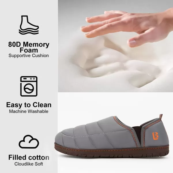 imageLongBay Mens Outdoor Slippers Two Tone Memory Foam Slip On Indoor House Shoes LoafersLight Grey