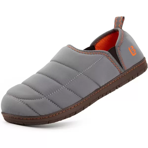 imageLongBay Mens Outdoor Slippers Two Tone Memory Foam Slip On Indoor House Shoes LoafersLight Grey