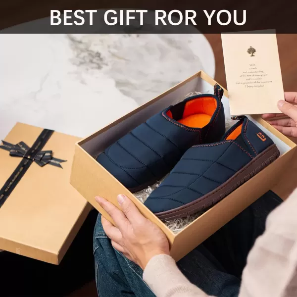 imageLongBay Mens Outdoor Slippers Two Tone Memory Foam Slip On Indoor House Shoes LoafersNavy Blue