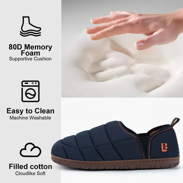 imageLongBay Mens Outdoor Slippers Two Tone Memory Foam Slip On Indoor House Shoes LoafersNavy Blue