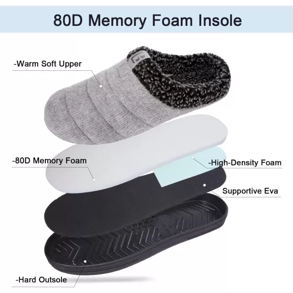 imageLongBay Mens Quilt Knitted Slippers Cozy Memory Foam House Shoes with Plush Fleece Lining Indoor Outdoor