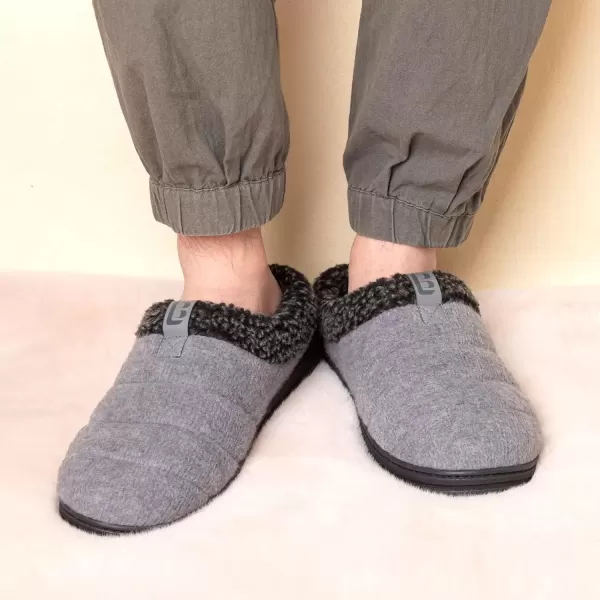 imageLongBay Mens Quilt Knitted Slippers Cozy Memory Foam House Shoes with Plush Fleece Lining Indoor Outdoor