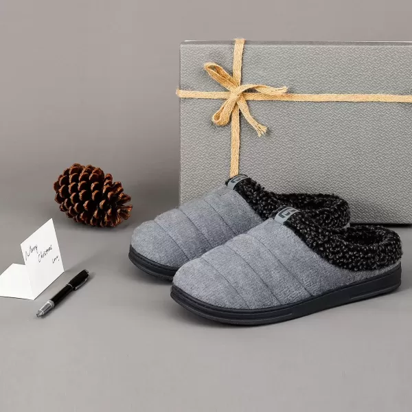 imageLongBay Mens Quilt Knitted Slippers Cozy Memory Foam House Shoes with Plush Fleece Lining Indoor Outdoor