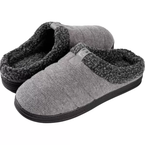 imageLongBay Mens Quilt Knitted Slippers Cozy Memory Foam House Shoes with Plush Fleece Lining Indoor Outdoor