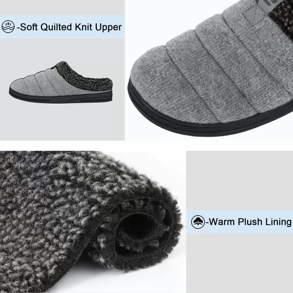 imageLongBay Mens Quilt Knitted Slippers Cozy Memory Foam House Shoes with Plush Fleece Lining Indoor Outdoor