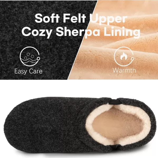 imageLongBay Mens Slippers Warm Bedroom House Shoes SlipOn Memory Foam Winter House Slippers for Indoor OutdoorBlack