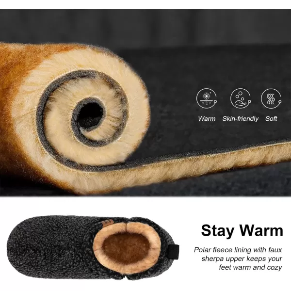 imageLongBay Mens Slippers Warm Bedroom House Shoes SlipOn Memory Foam Winter House Slippers for Indoor OutdoorCarbon Black