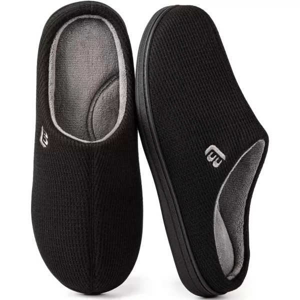 imageLongBay Mens Two Tone Memory Foam Slippers SlipOn Comfy House Shoes for Indoor OutdoorBlack