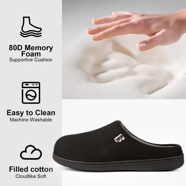 imageLongBay Mens Two Tone Memory Foam Slippers SlipOn Comfy House Shoes for Indoor OutdoorBlack
