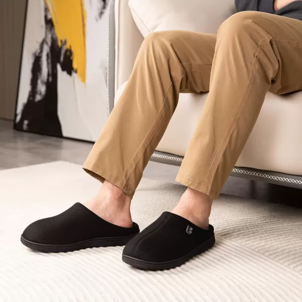 imageLongBay Mens Two Tone Memory Foam Slippers SlipOn Comfy House Shoes for Indoor OutdoorBlack