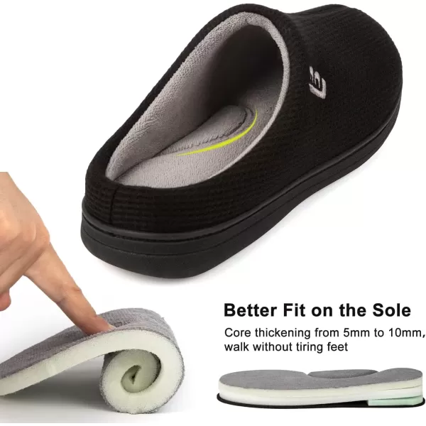 imageLongBay Mens Two Tone Memory Foam Slippers SlipOn Comfy House Shoes for Indoor OutdoorBlack