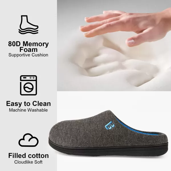 imageLongBay Mens Two Tone Memory Foam Slippers SlipOn Comfy House Shoes for Indoor OutdoorBlue
