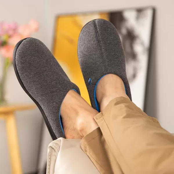 imageLongBay Mens Two Tone Memory Foam Slippers SlipOn Comfy House Shoes for Indoor OutdoorBlue