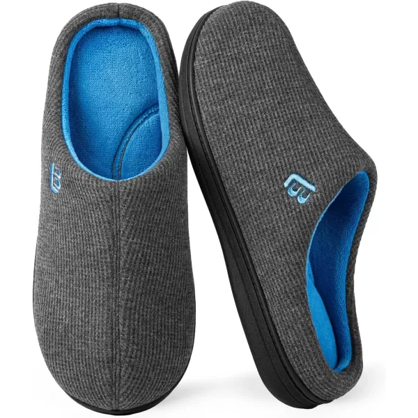 imageLongBay Mens Two Tone Memory Foam Slippers SlipOn Comfy House Shoes for Indoor OutdoorBlue