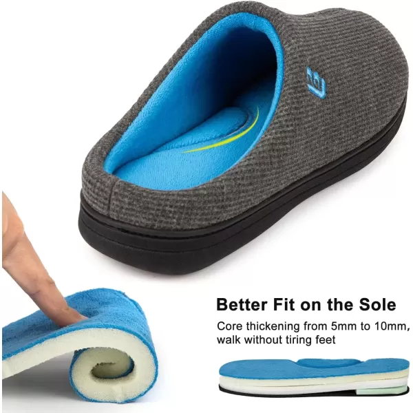 imageLongBay Mens Two Tone Memory Foam Slippers SlipOn Comfy House Shoes for Indoor OutdoorBlue