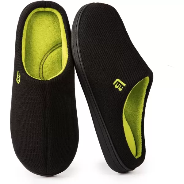 imageLongBay Mens Two Tone Memory Foam Slippers SlipOn Comfy House Shoes for Indoor OutdoorGreen