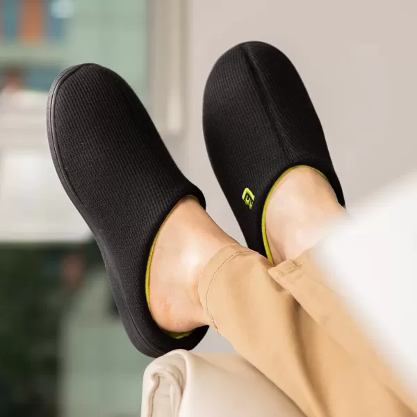 imageLongBay Mens Two Tone Memory Foam Slippers SlipOn Comfy House Shoes for Indoor OutdoorGreen