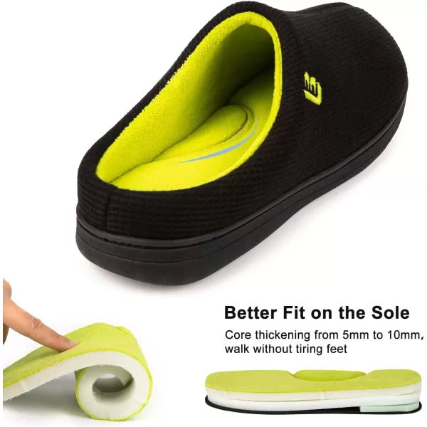 imageLongBay Mens Two Tone Memory Foam Slippers SlipOn Comfy House Shoes for Indoor OutdoorGreen