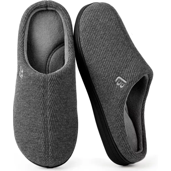 imageLongBay Mens Two Tone Memory Foam Slippers SlipOn Comfy House Shoes for Indoor OutdoorGrey