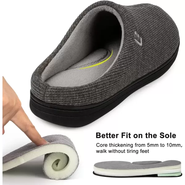 imageLongBay Mens Two Tone Memory Foam Slippers SlipOn Comfy House Shoes for Indoor OutdoorGrey