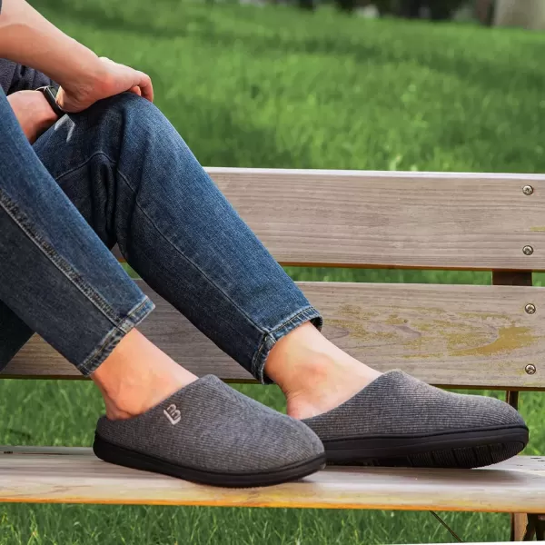imageLongBay Mens Two Tone Memory Foam Slippers SlipOn Comfy House Shoes for Indoor OutdoorGrey