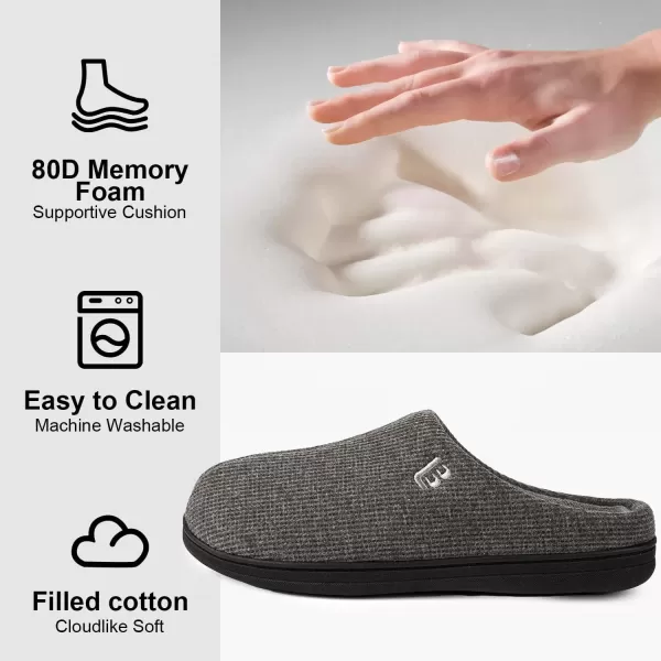 imageLongBay Mens Two Tone Memory Foam Slippers SlipOn Comfy House Shoes for Indoor OutdoorGrey