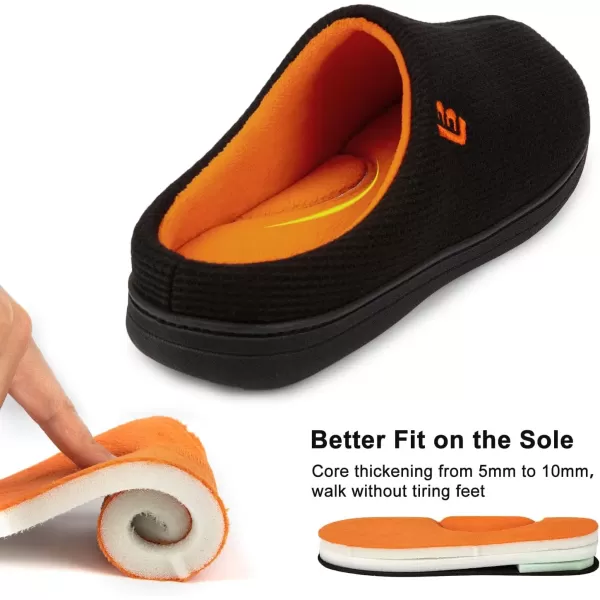 imageLongBay Mens Two Tone Memory Foam Slippers SlipOn Comfy House Shoes for Indoor OutdoorOrange