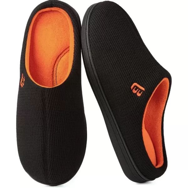 imageLongBay Mens Two Tone Memory Foam Slippers SlipOn Comfy House Shoes for Indoor OutdoorOrange