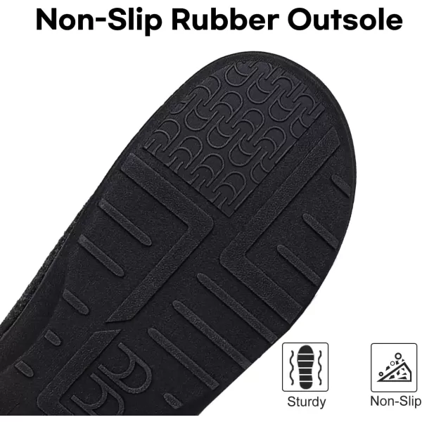 imageLongBay Mens Waffle Knit House Shoes Warm Cozy Slip On Memory Foam Slippers for Indoor OutdoorBlack