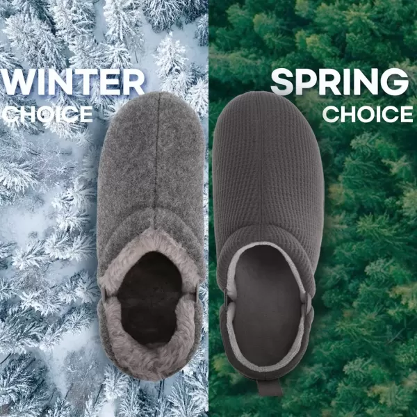 imageLongBay Mens Waffle Knit House Shoes Warm Cozy Slip On Memory Foam Slippers for Indoor OutdoorGrey