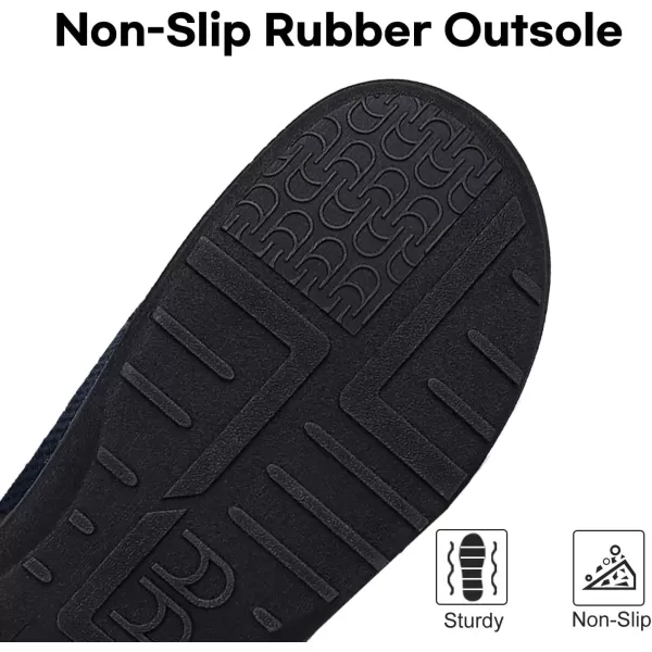 imageLongBay Mens Waffle Knit House Shoes Warm Cozy Slip On Memory Foam Slippers for Indoor OutdoorNavy Blue