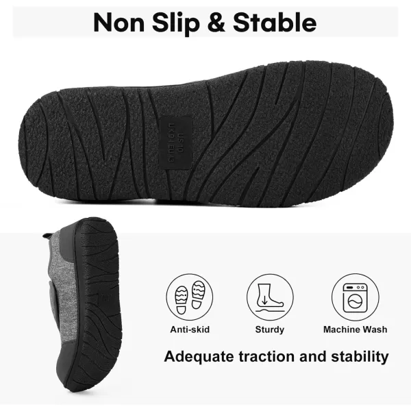 imageLongBay Mens Wide Slippers Adjustable Diabetic House Shoes Comfy Swollen Edema Slippers Indoor OutdoorGrey