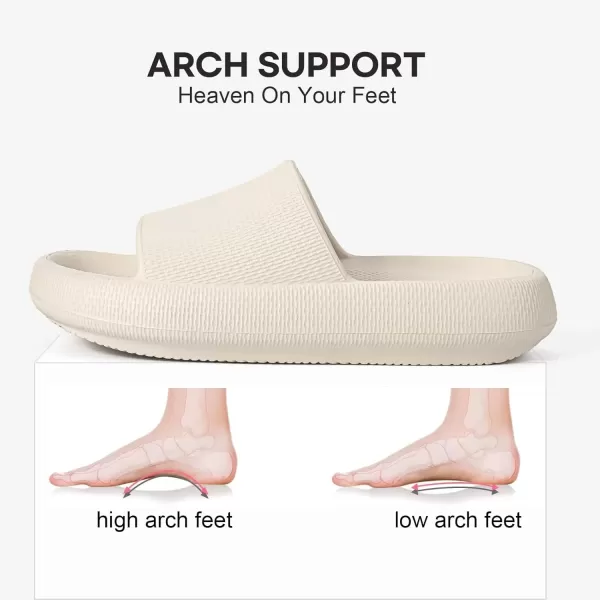 imageLongBay Unisex Cloud Slides for Women Men Comfy Pillow Slippers with Arch Support Shower SandalsBeige