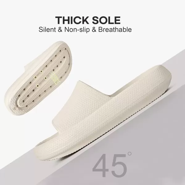 imageLongBay Unisex Cloud Slides for Women Men Comfy Pillow Slippers with Arch Support Shower SandalsBeige