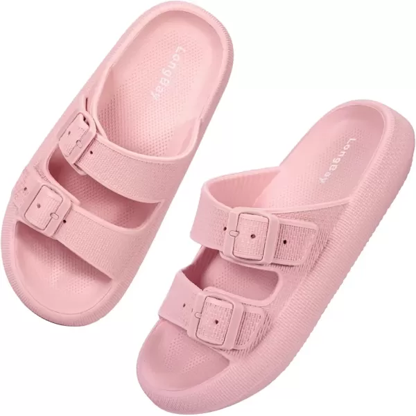 imageLongBay Women Men Double Buckle Adjustable EVA Slide Slippers Cloud Pillow Sandals