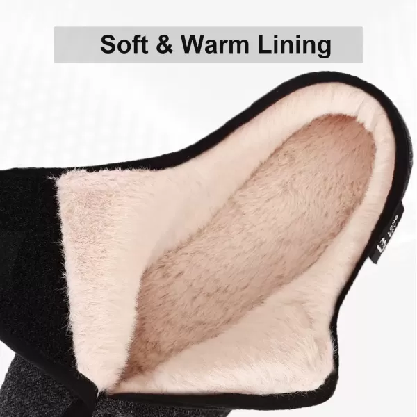 imageLongBay Womens Adjustable Slippers Non Slip Wide House Shoes Indoor Outdoor Diabetic Swollen FeetBlack